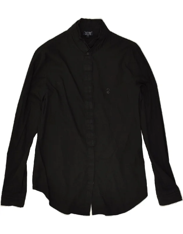 ARMANI Womens Shirt IT 44 Medium Black Cotton Casual Button-Down Short Shirt