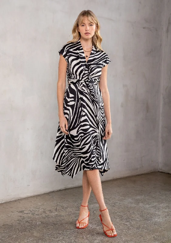 Colette Zebra Midi Dress Fashionable A-Line Midi Dress