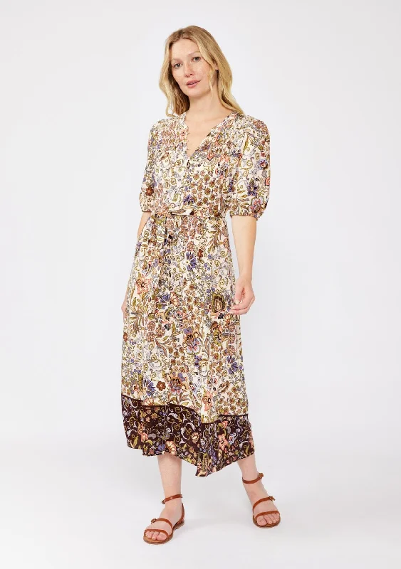 Earthy Bloom Midi Dress Comfortable Deep V Midi Dress