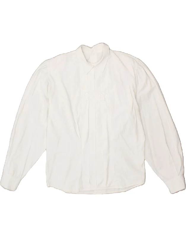 ENARA CAMICE Womens Shirt Blouse UK 18 XL White Elegant Silk Short Shirt