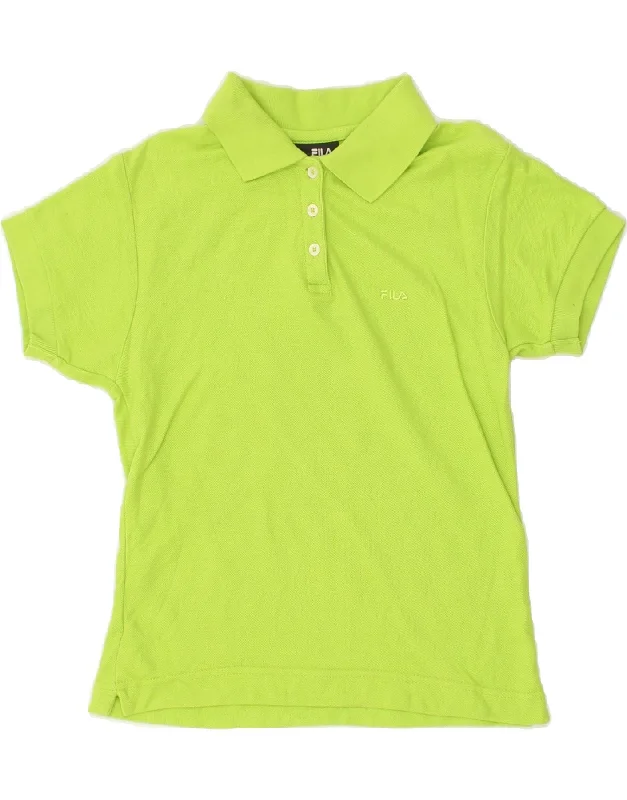 FILA Womens Polo Shirt UK 10 Small Green Cotton Modern Casual Short Sleeve