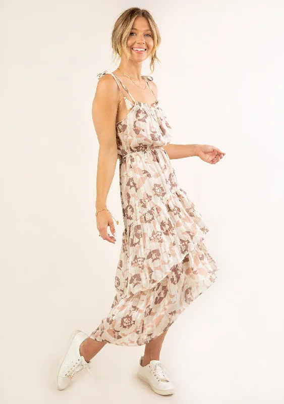 Floral Tassel Tie Midi Dress Comfortable Wrap Midi Dress