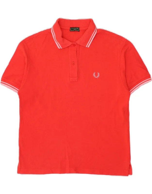 FRED PERRY Womens Polo Shirt UK 18 XL Red Cotton Stylish Crew Neck Shirt