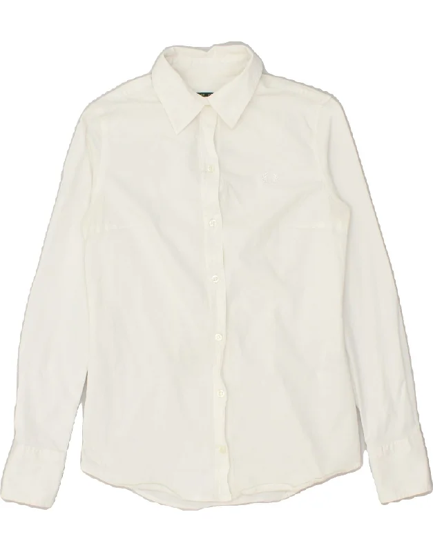 FRED PERRY Womens Shirt UK 6 XS White Cotton Soft Cotton Short Shirt