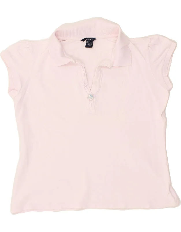 GANT Womens Polo Shirt UK 20 2XL Pink Cotton Relaxed Fit Short Blouse