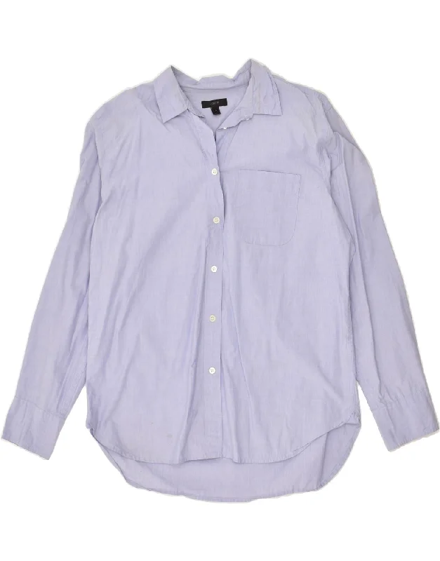 J. CREW Womens Shirt UK 12 Medium Purple Cotton Casual Ruffle Short Shirt