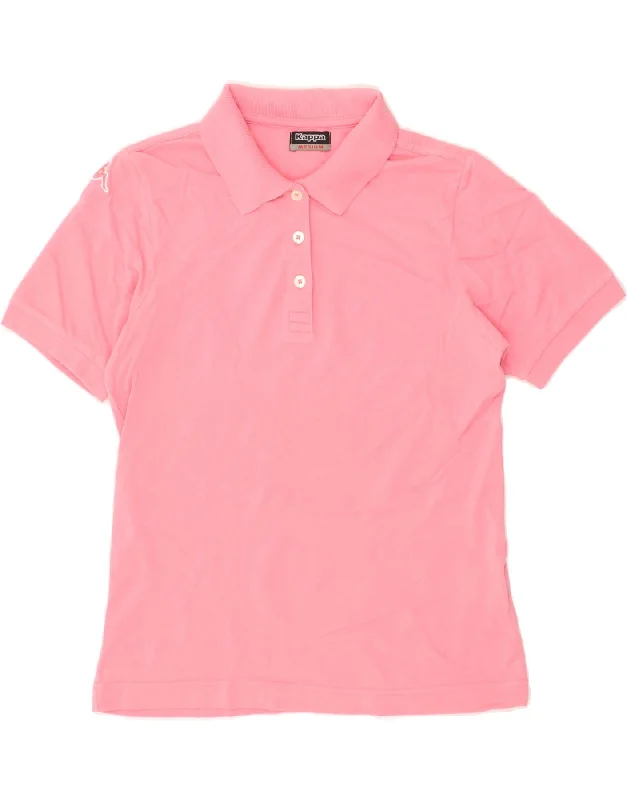 KAPPA Womens Polo Shirt UK 12 Medium Pink Cotton Casual Button-Up Short Tee