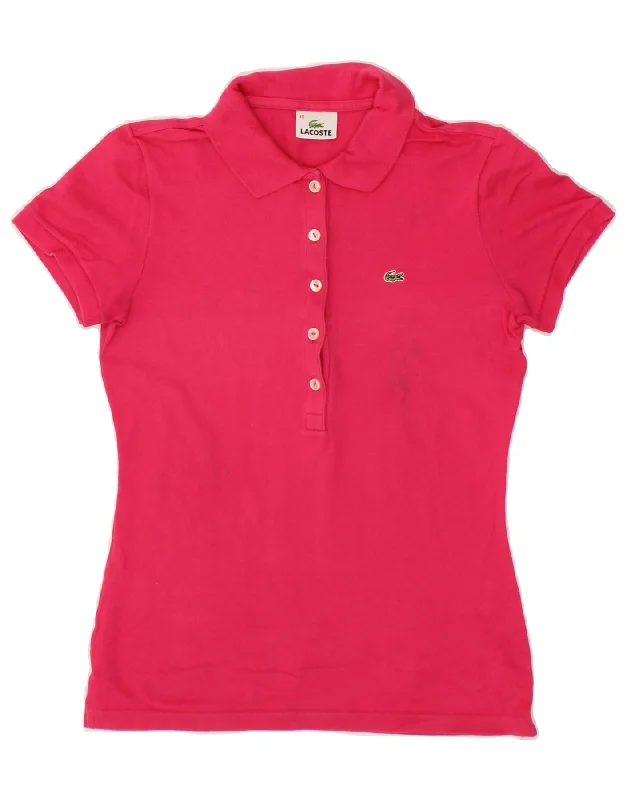 LACOSTE Womens Polo Shirt Size 40  Medium Pink Cotton Classic Short Sleeve Tunic