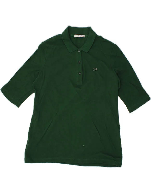 LACOSTE Womens Polo Shirt Size 46 XL Green Cotton Relaxed Fit Short Shirt