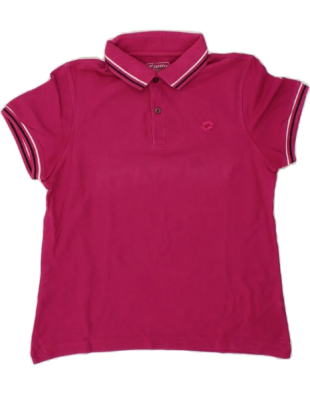 LOTTO Womens Polo Shirt UK 10 Small Pink Cozy Knit Short Sleeve Top