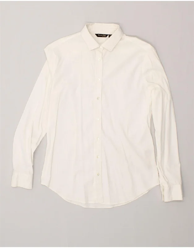 MASSIMO DUTTI Womens Shirt EU 38 Medium White Cotton Classic Basic Short Shirt