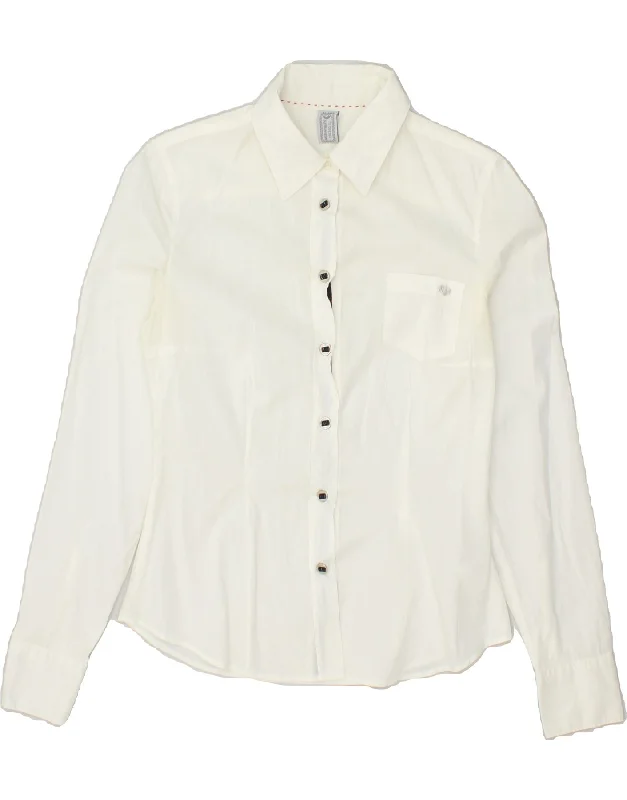 MURPHY & NYE Womens Shirt UK 6 XS White Cotton Relaxed Cotton Short Blouse