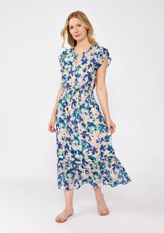 Serene Floral Midi Dress Fashionable Pleated Midi Dress