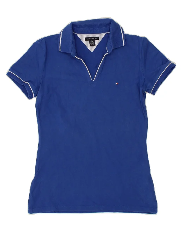 TOMMY HILFIGER Womens Polo Shirt UK 6 XS Blue Cotton Stylish Casual Short Tee