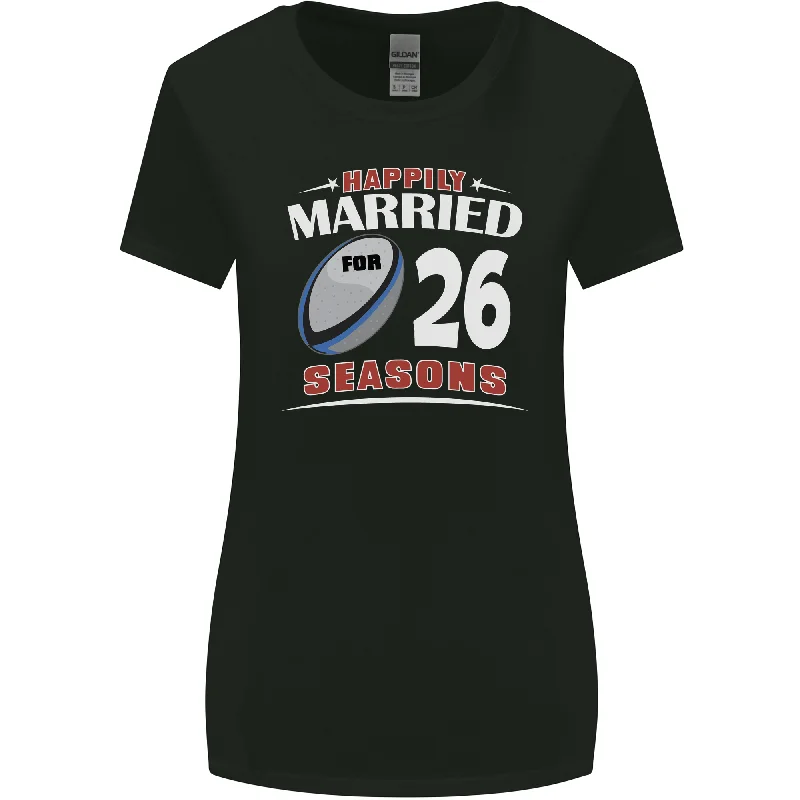 26 Year Wedding Anniversary 26th Rugby Womens Wider Cut T-Shirt Chenille Blend Fleece Blend Nylon Blend