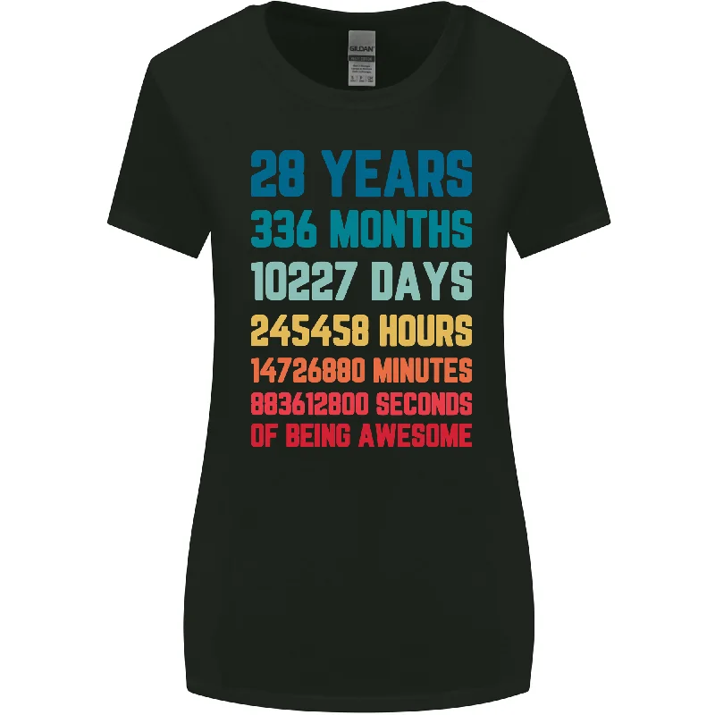 28th Birthday 28 Year Old Womens Wider Cut T-Shirt Mesh Canvas Denim