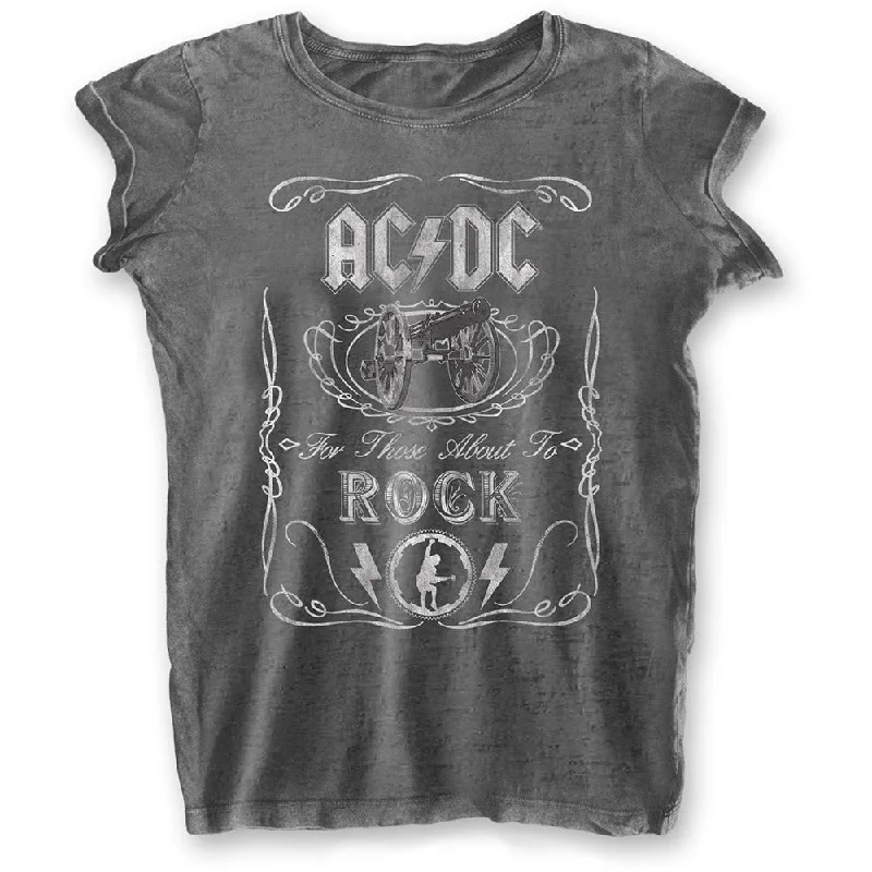 AC/DC Ladies T-Shirt: Cannon Swig (Burn Out) Machine Wash Dry Clean Hand Wash