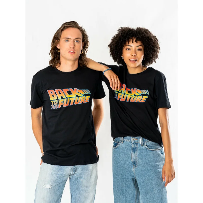 Back To The Future Logo T-Shirt 1980s Fitted T-Shirt Seamless Stretchy