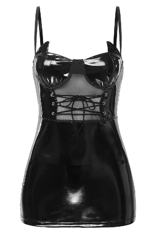 Black Latex Corset Mini Dress Chic Sleeveless Mini Dress