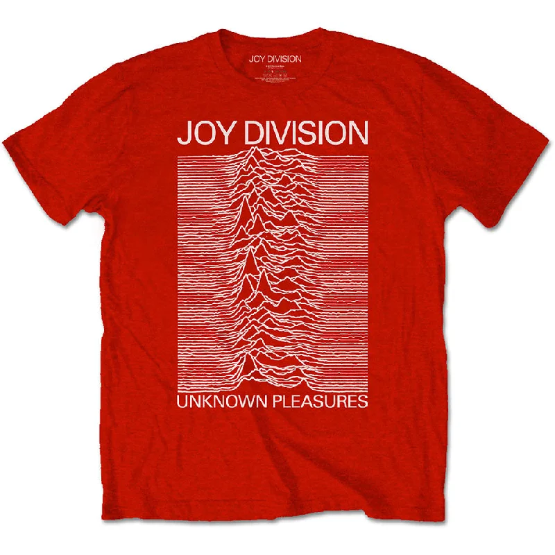 Joy Division | Official Band T-Shirt | Unknown Pleasures White On Red Zippered Buttoned Snapped