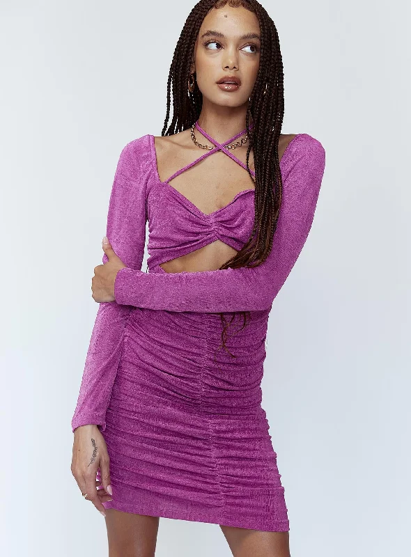 Dillon Mini Dress Purple Elegant Lace Mini Dress