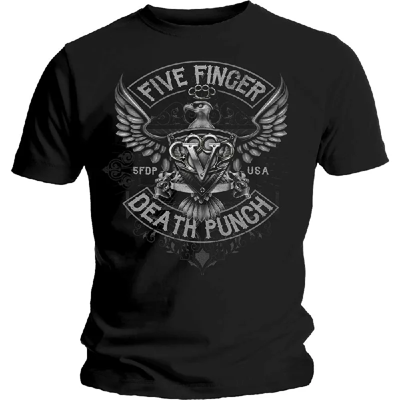 Five Finger Death Punch | Official Band T-Shirt | Howe Eagle Crest Spandex Blend Rayon Blend Denim Blend