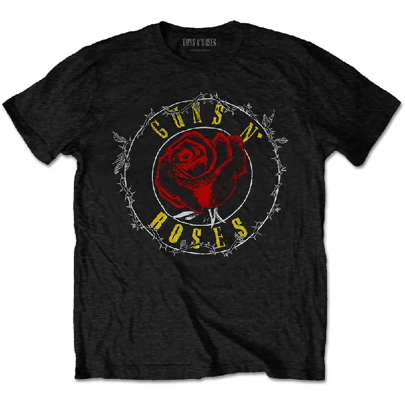 Guns N' Roses | Official Band T-Shirt | Rose Circle Paradise City (Back Print) Cotton Fabric Linen Fabric Terry Fabric