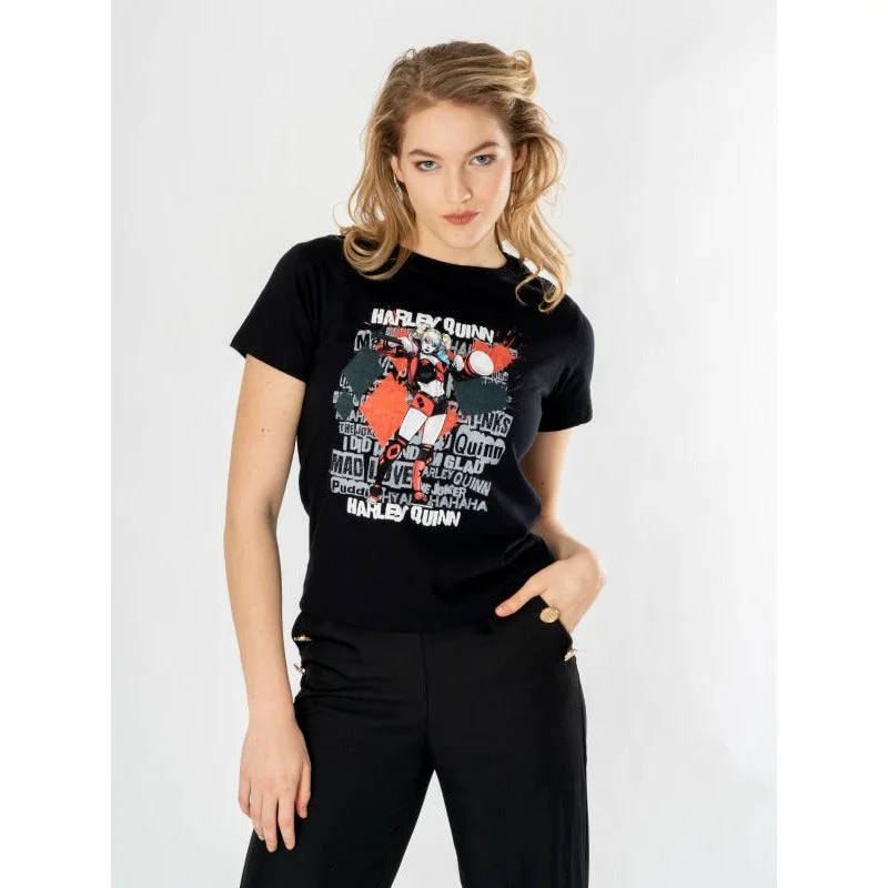 Harley Quinn Black Graffiti Unisex T-Shirt DC Adult Iron Safe Non-Iron Wrinkle Free