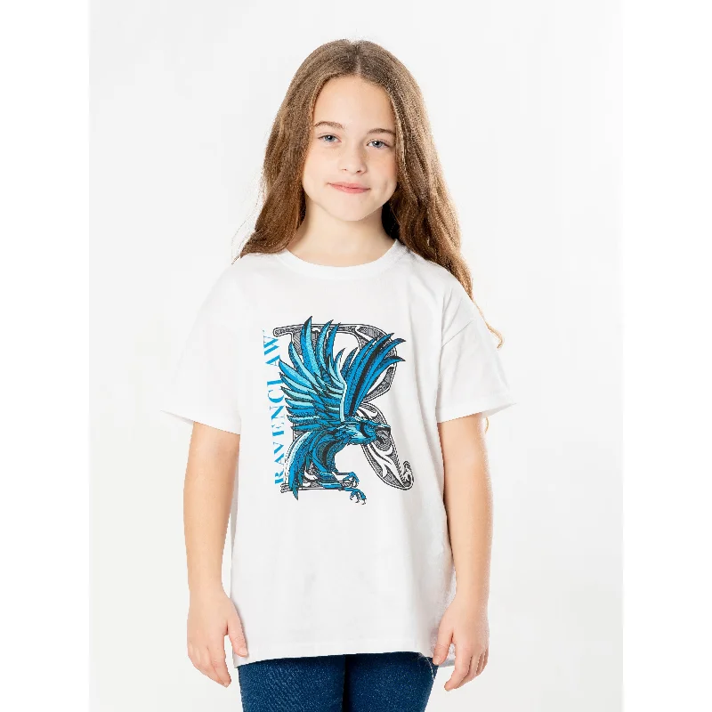 Harry Potter Kids White Ravenclaw Mosaic T-Shirt Cashmere Blend Cotton Blend Poly Blend