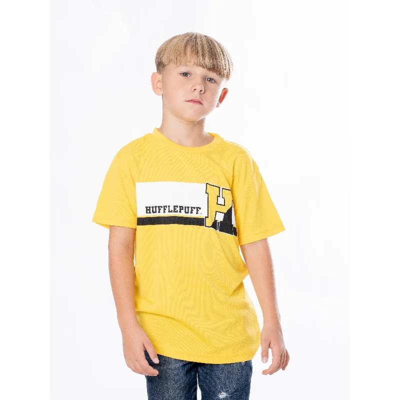 Hufflepuff Kids Track & Field T-Shirt Yellow Harry Potter Fitted T-Shirt Seamless Stretchy