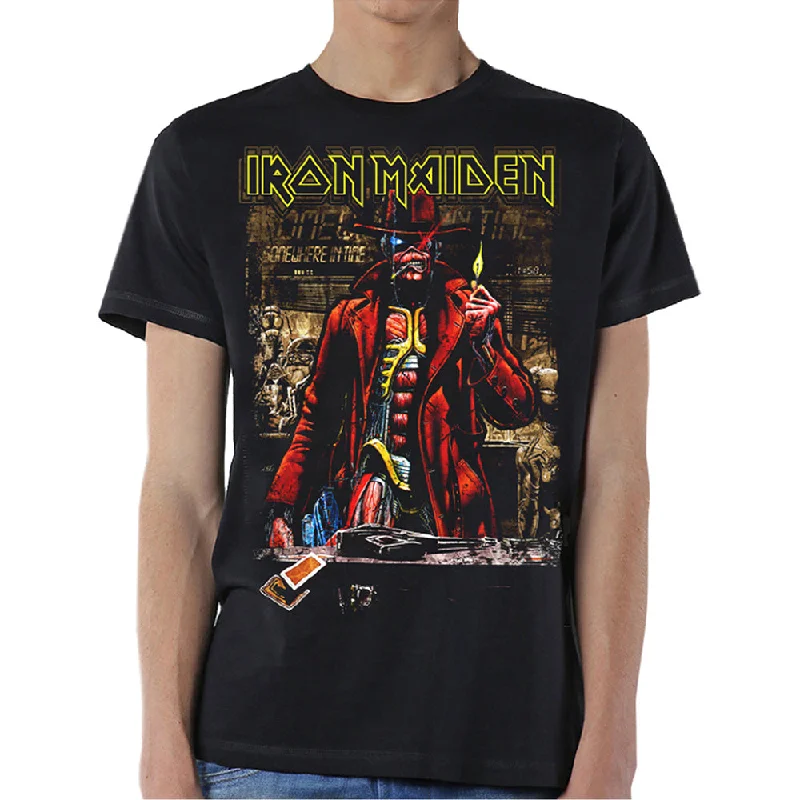 Iron Maiden | Official Band T-Shirt | Stranger Sepia Denim Fabric Leather Fabric Suede Fabric