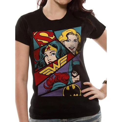 Justice League Heroine Pop Art Fitted T-Shirt DC Adult Fashionable Trendy Casual