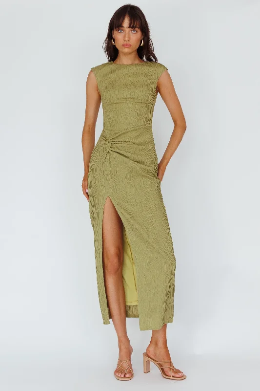 Like A Movie Cap Sleeve Midi Dress Olive Fashionable Chiffon Midi Dress