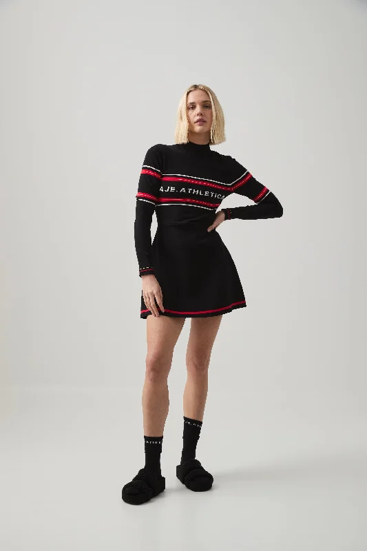 Logo Knit Mini Dress 810 Fashionable Mini Dress with Frills