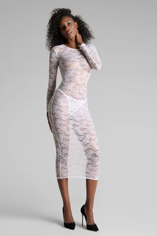 Flashback Lace Long Sleeve Midi Dress Cozy Tie-Dye Midi Dress