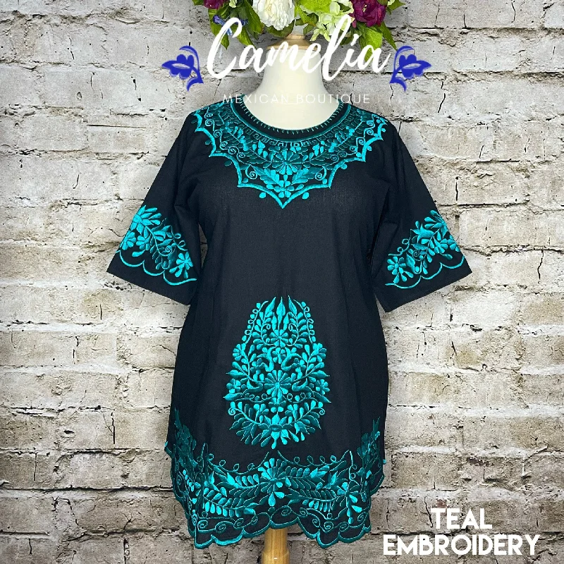 Black - Teal Embroidery