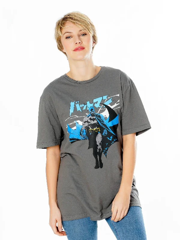 Batman Manga Cape Grey T-Shirt Welt Pockets Slit Pockets Flap Pockets