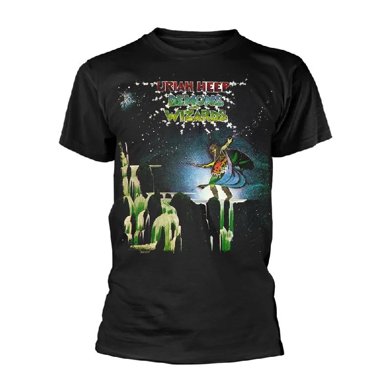 Uriah Heep Unisex T-shirt: Demons And Wizards (Black) Oversized T-Shirt Spandex breathable