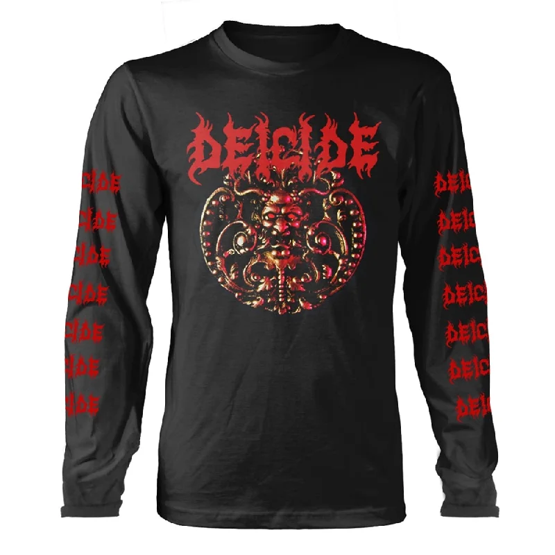 Deicide Unisex Long Sleeved T-shirt: Deicide (back print) Silk Blend Satin Velvet