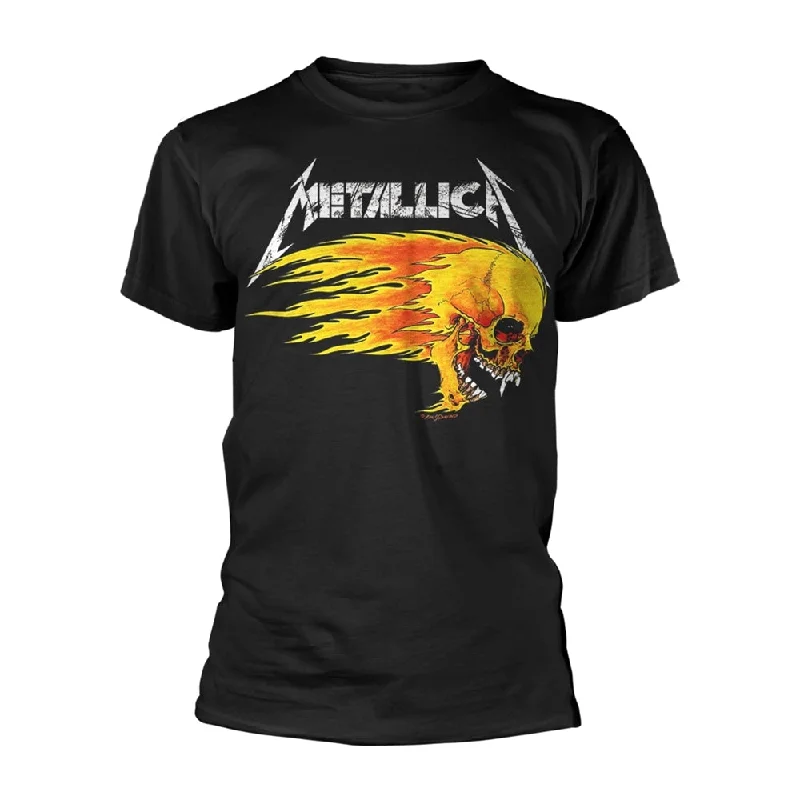 Metallica Unisex T-shirt: Flaming Skull Tour '94 (back print) Zippered Buttoned Snapped