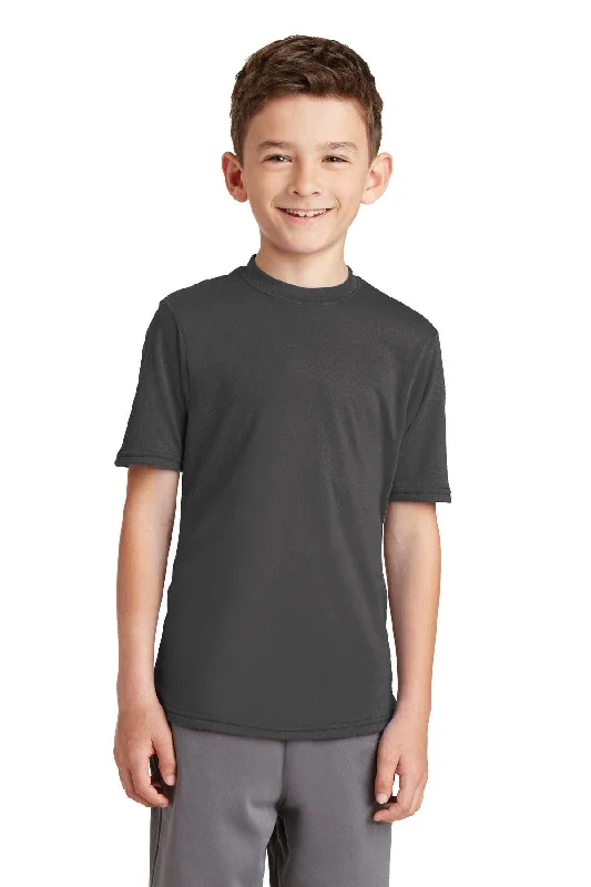 Port & Company Youth Performance Blend Tee. PC381Y Asymmetrical Pockets Print