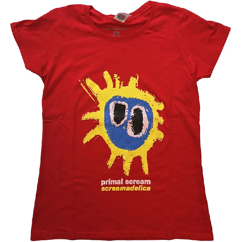 Primal Scream Ladies T-Shirt: Screamadelica Satin Blend Silk Blend Wool Blend