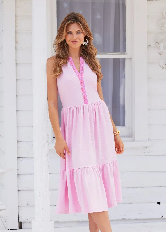 Provence Embroidered Midi Dress Comfortable Sleeveless Midi Dress