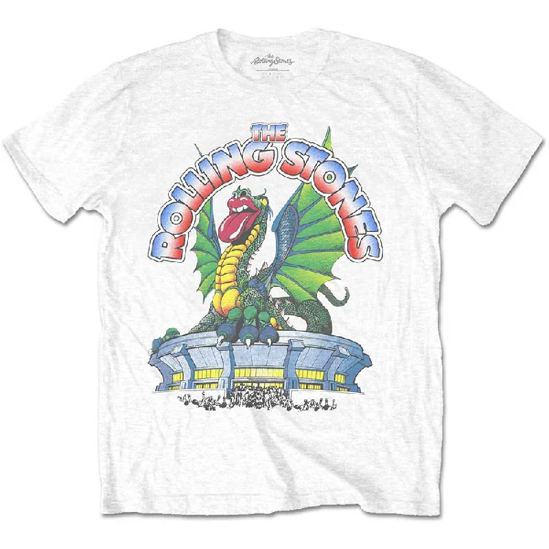 The Rolling Stones | Official Band T-Shirt | 81 Tour Dragon (Back Print) Houndstooth Herringbone Solid