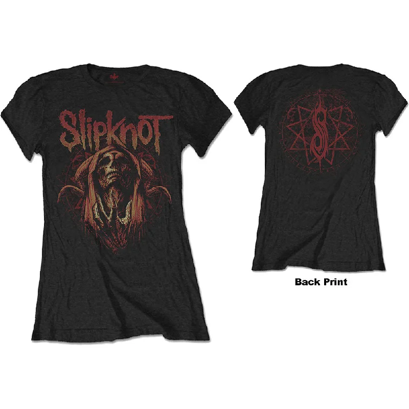 Slipknot Ladies T-Shirt: Evil Witch (Back Print) Graphic T-Shirt Round Neck Polyester