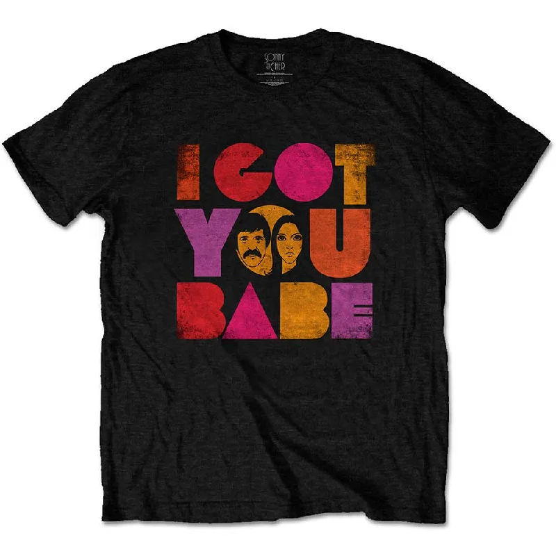 Sonny & Cher | Official Band T-Shirt | I Got You Babe Denim Fabric Leather Fabric Suede Fabric