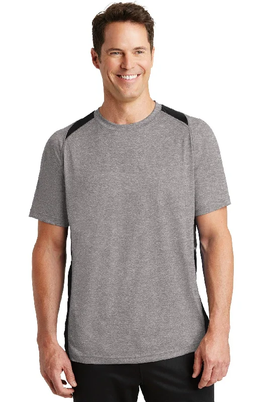 Sport-Tek Heather Colorblock Contender Tee. ST361 Front Pockets Side Pockets Patch Pockets