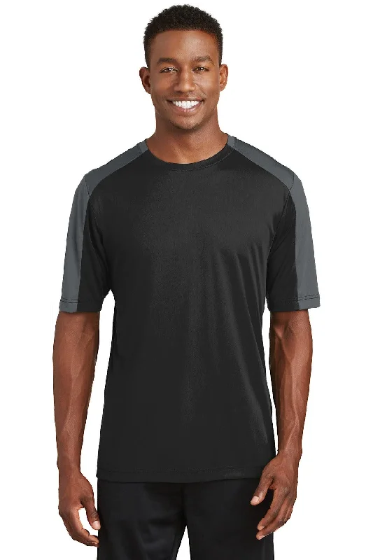 Sport-Tek PosiCharge Competitor Sleeve-Blocked Tee. ST354 Zippered Front Buttoned Front Snap Front