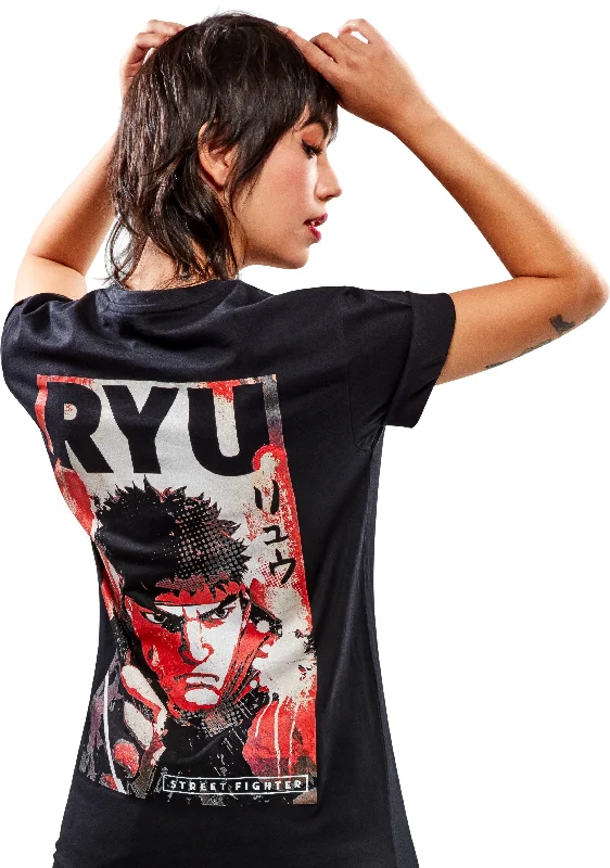 Street Fighter Ryu Reverse T-Shirt Unisex Print Jacquard Patchwork