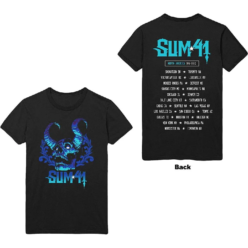 Sum 41 T-Shirt: Blue Demon (Back Print) Houndstooth Herringbone Solid